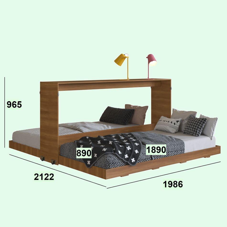 Cama Dupla Articulável Horizontal Solteiro 90 Phoenix Nogal