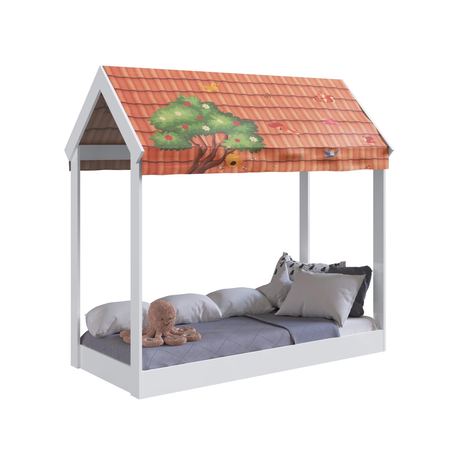 Cama Infantil com Telhado Montessoriano Branco - Art In Móveis