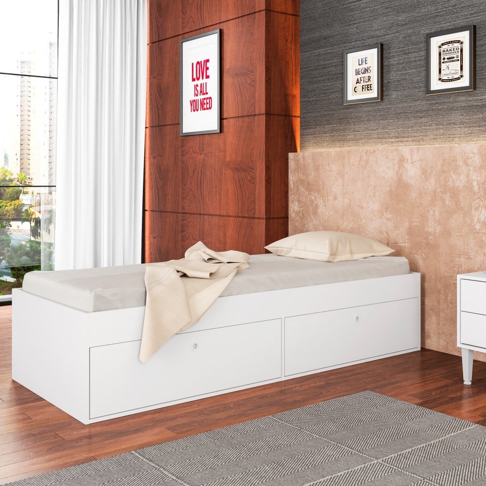 Cama Solteiro Tókio CM800 4 Portas Branco - Art In Móveis