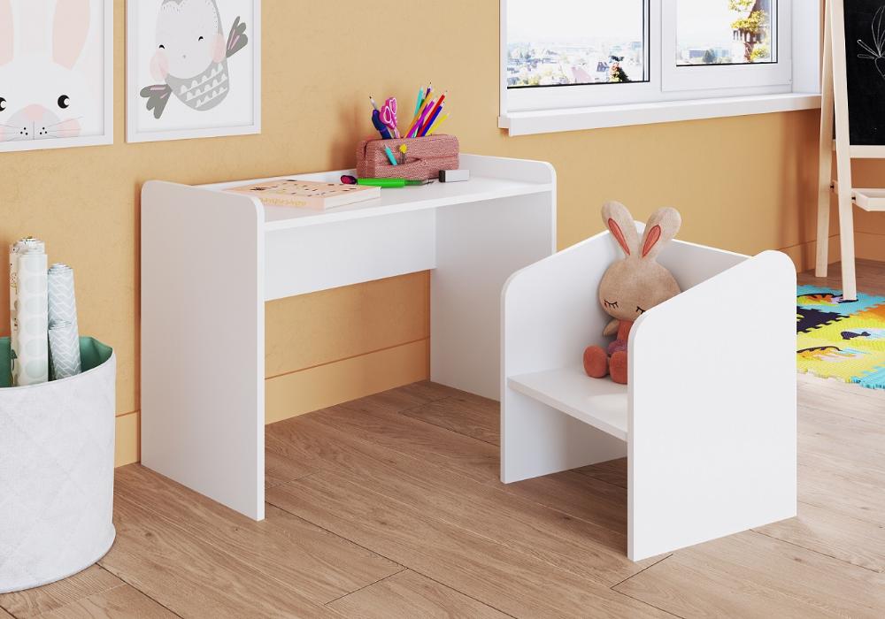 Conjunto Mesa e Poltrona Montessoriano Meu Fofinho Branco - Art In Móveis
