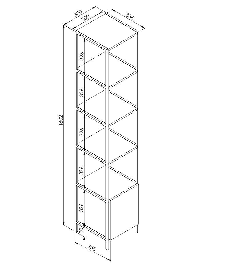 Estante c/ 6 Prateleiras  e 1 porta com Estrutura Aço Artetube 180x33