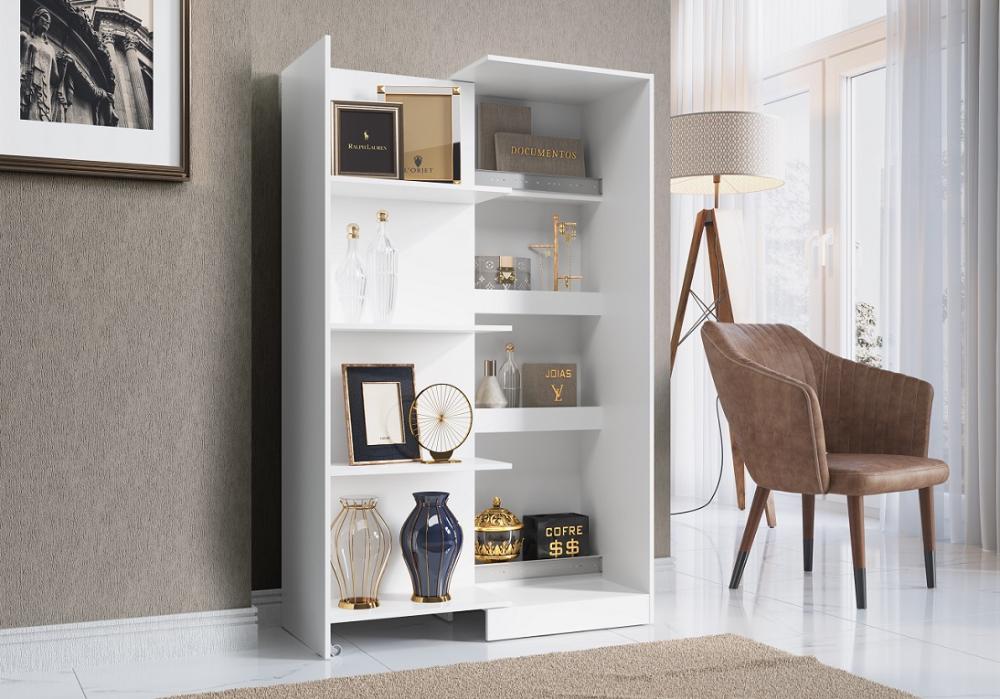 Estante c/ Gabinete Oculto Lock Branco - Art In Móveis