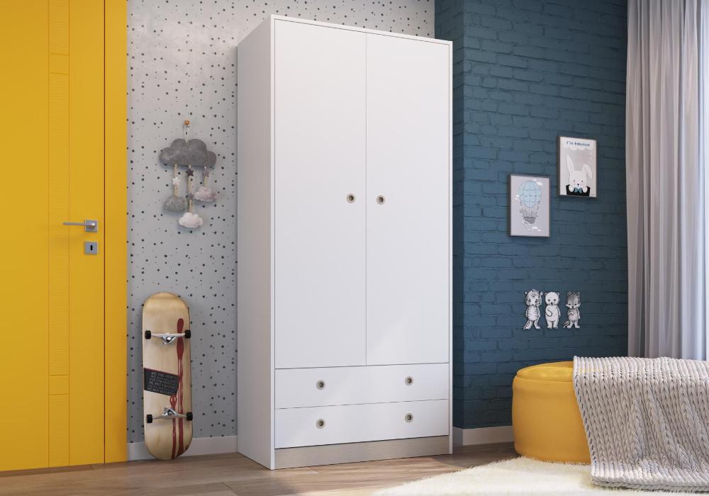 Guarda Roupas 2 Portas e 2 Gavetas Amore Branco - Art In Móveis