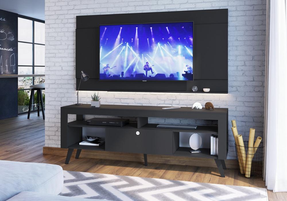 Home Com Bancada e Painel TV até 70 Itália Preto - Art in Móveis