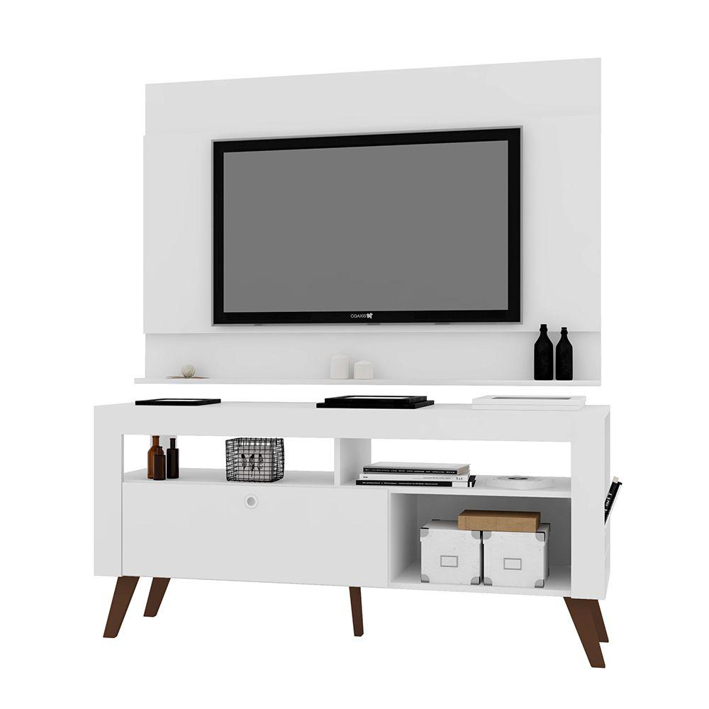 Home Rack Bancada e Painel Tv Até 55 Dinamarca Branco - Art In Moveis