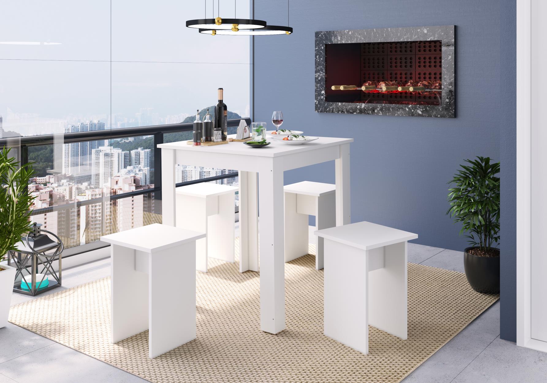 Mesa 68x68 Amalfi Branco - Art In Móveis