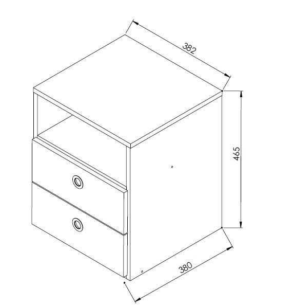 Mesa de Cabeceira com 2 Gavetas e 1 Prateleira Tokio Branco - Art In Móveis