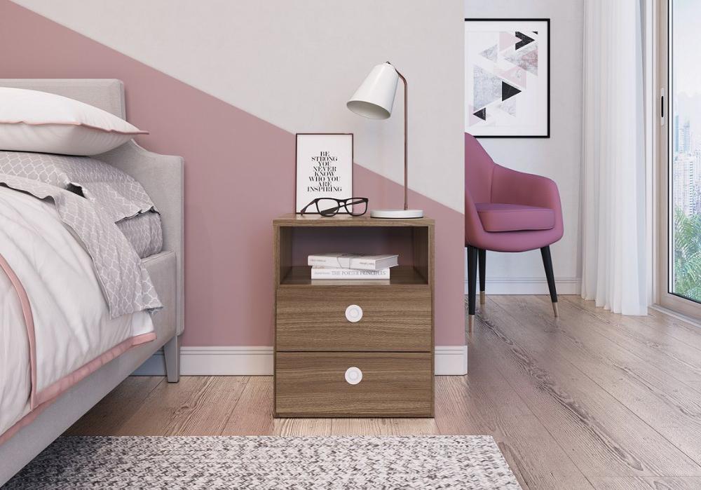 Mesa de Cabeceira com 2 Gavetas e 1 Prateleira Tokio Montana - Art In Móveis