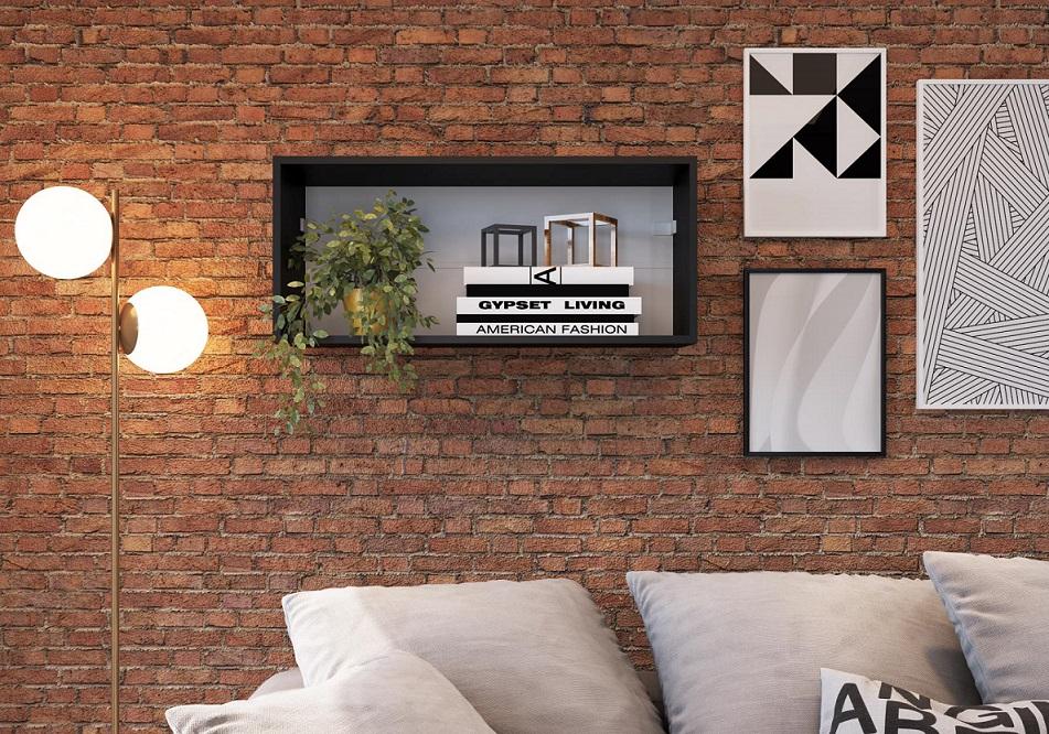 Nicho Parede Horizontal Organizador Multiuso Funcionale Preto - Art In Móveis