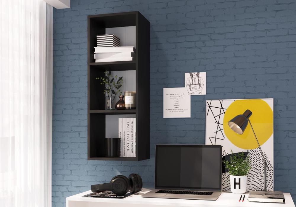 Nicho Parede vertical Organizador Multiuso Funcionale Preto - Art In Móveis