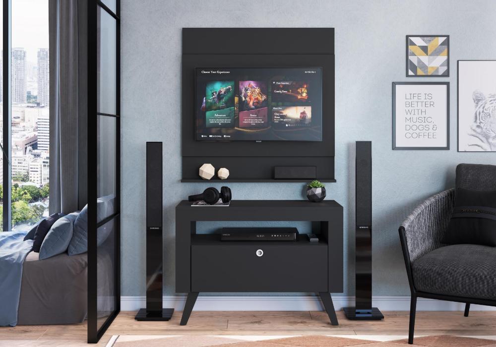Painel Parede Tv Até 36 Ontário Preto - Art In Móveis