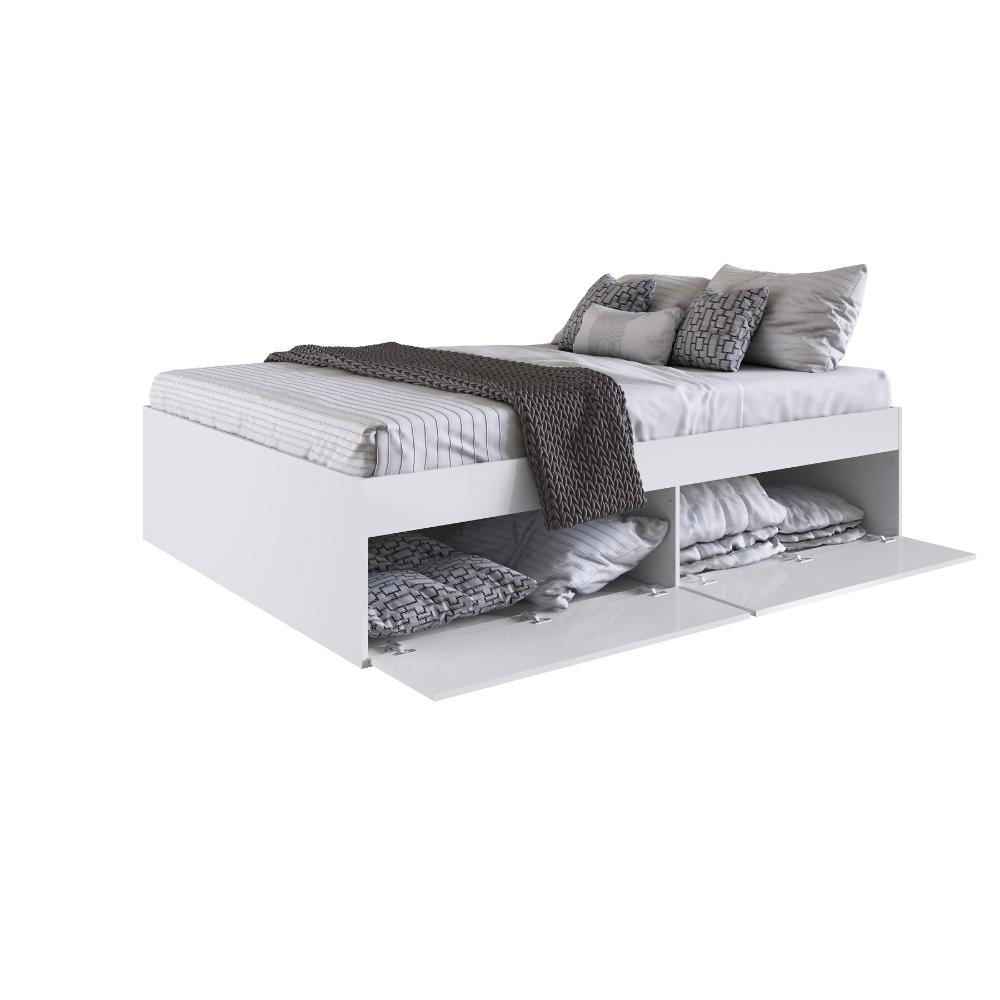 Quarto Casal com Cama Queen, Guarda roupas Mesas de Cabeceira 160 Tókio Branco