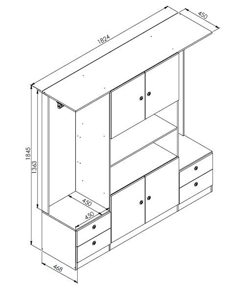 Quarto Casal com Cama Queen, Guarda roupas Mesas de Cabeceira 160 Tókio Branco