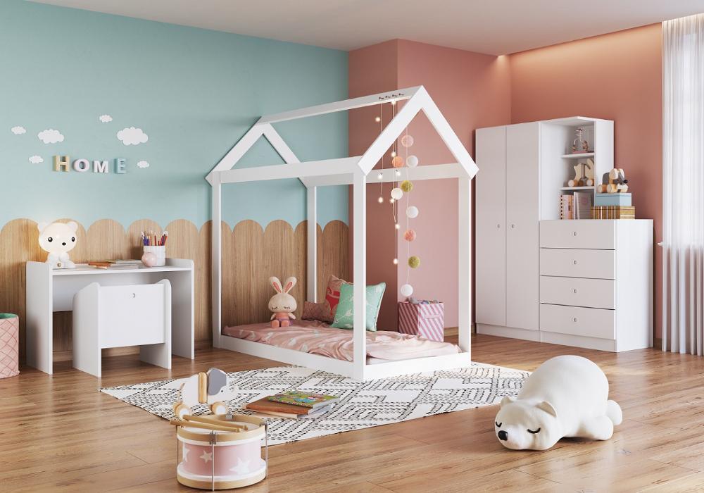 Quarto Infantil completo Montessoriano Meu Fofinho Branco - Art In Moveis