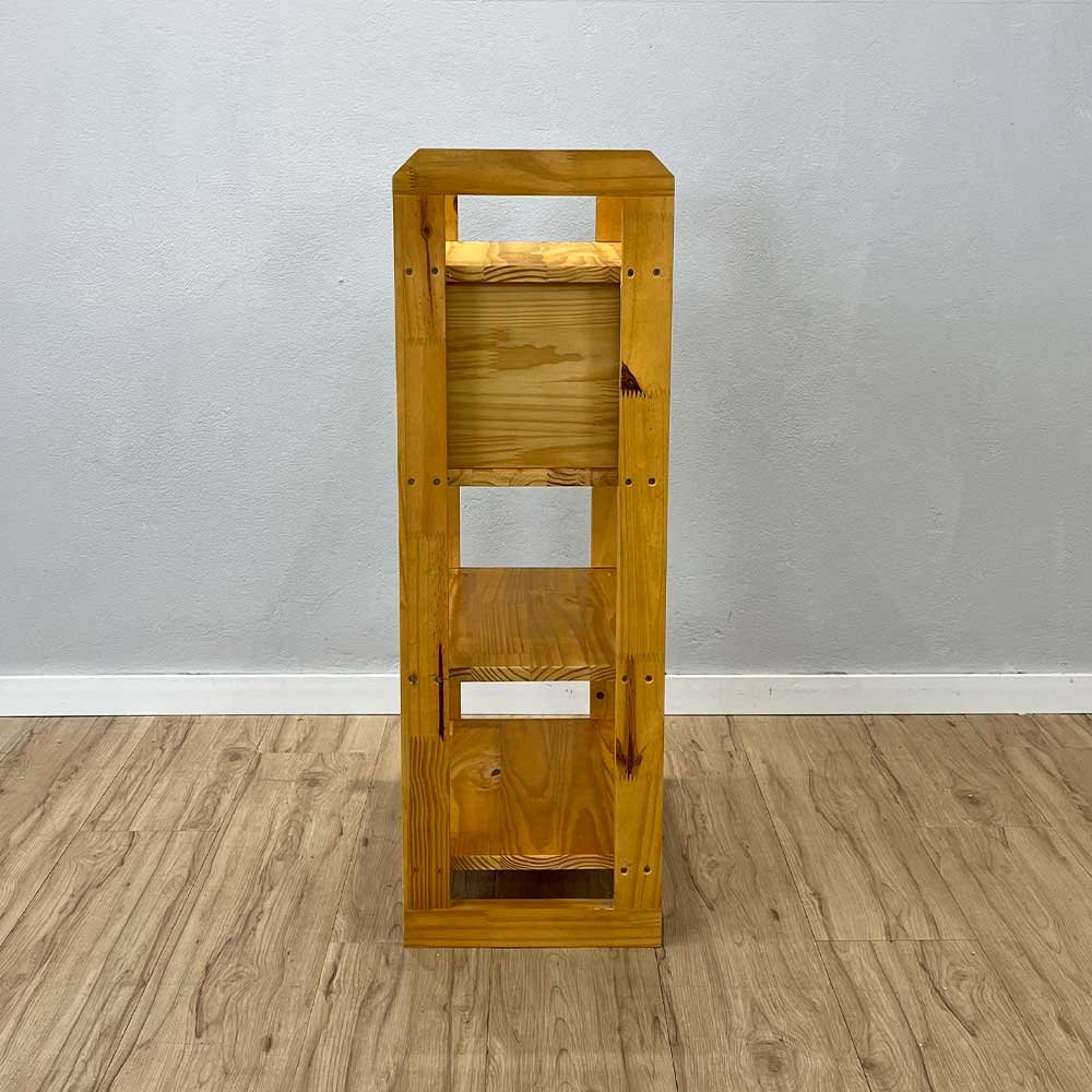 Aparador de Madeira Pinus Linea de 4 Prateleiras Slim com Gaveta Nozes