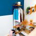Arara Armário Modular Industrial Slim de Ferro e Madeira Carvalho e Preto
