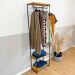 Arara de Roupas Armário Modular Industrial Slim de Ferro e Madeira Nozes e Preto