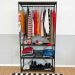 Arara de Roupas de Madeira e Ferro High Style Industrial Ample Tabaco e Preto