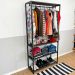 Arara de Roupas de Madeira e Ferro High Style Industrial Ample Tabaco e Preto