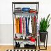 Arara de Roupas de Madeira e Ferro Middle Style Industrial Ample Tabaco e Preto