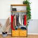 Arara de Roupas de Madeira e Ferro Middle Style Industrial Ample com 2 Gaveteiros Nozes e Preto