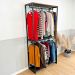 Arara de Roupas de Madeira e Ferro Twice Style Industrial Ample Tabaco e Preto