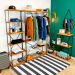 Armário Arara Industrial Closet Completo Modular Ample de Ferro e Madeira Carvalho e Preto