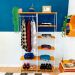 Armário Arara Industrial Closet Completo Modular Slim de Ferro e Madeira  Carvalho e Branco