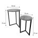 Duo Mesa de Canto Circular de Ferro e Madeira Style Industrial Natural e Preto