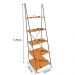 Estante Escada Torre de Ferro e Madeira Industrial Slim 5 Prateleiras Carvalho e Preta