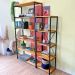 Estante Style de Ferro e Madeira Dual 6 e 5 Prateleiras Industrial Nozes e Preto