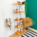 Estante Style de Ferro e Madeira Slim 5 Prateleiras Industrial Carvalho e Branco