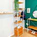 Estante Style de Ferro e Madeira Slim 6 Prateleiras Industrial com 1 Gaveteiro Carvalho e Branco