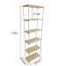 Estante Torre Industrial de Ferro e Madeira Slim 6 Prateleiras Natural e Branco