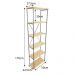 Estante Torre Industrial de Ferro e Madeira Slim 6 Prateleiras Natural e Preto