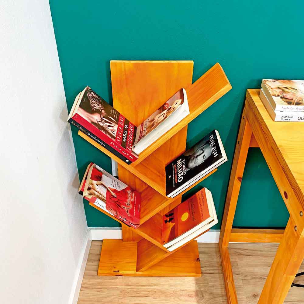 Estante de Madeira para Livros Tree Baixa Carvalho
