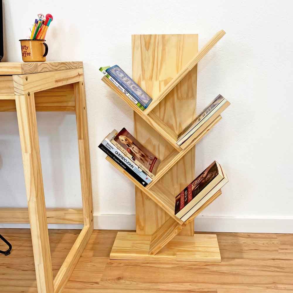 Estante de Madeira para Livros Tree Baixa Natural
