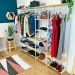 Guarda-Roupas Industrial de Ferro e Madeira Closet Modular Natural e Branco