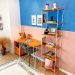 Home Office Escrivaninha Hairpin e Estante Torre Slim Industrial Carvalho e Branco