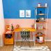 Home Office Escrivaninha Hairpin e Estante Torre Slim Industrial Carvalho e Branco