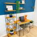 Home Office Escrivaninha Hairpin e Estante Torre Slim Industrial Carvalho e Preto