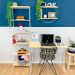Home Office Escrivaninha Hairpin e Estante Torre Slim Industrial Natural e Branco