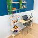 Home Office Escrivaninha Hairpin e Estante Torre Slim Industrial Natural e Branco