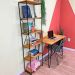 Home Office Escrivaninha Hairpin e Estante Torre Slim Industrial Nozes e Preto