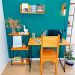 Home Office Escrivaninha e Aparador Slim Industrial de Ferro e Madeira  Carvalho e Preto