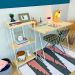 Home Office Escrivaninha e Aparador Slim Industrial de Ferro e Madeira  Natural e Branco