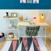 Home Office Escrivaninha e Aparador Slim Industrial de Ferro e Madeira  Natural e Branco