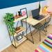 Home Office Escrivaninha e Aparador Slim Industrial de Ferro e Madeira  Natural e Preto