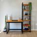 Home Office Escrivaninha e Estante de Madeira Pinus Linea Slim Carvalho e Preto
