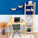 Home Office Escrivaninha e Estante de Madeira Pinus Linea Slim Natural